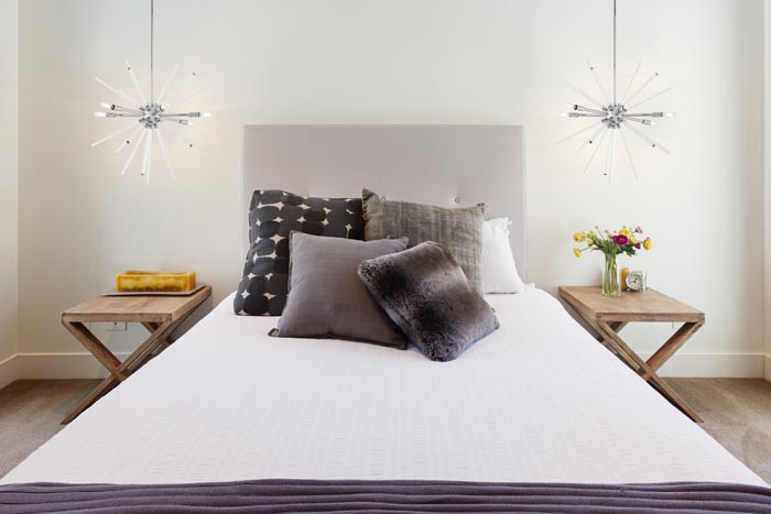 6 Light Chrome Pendant in bedroom